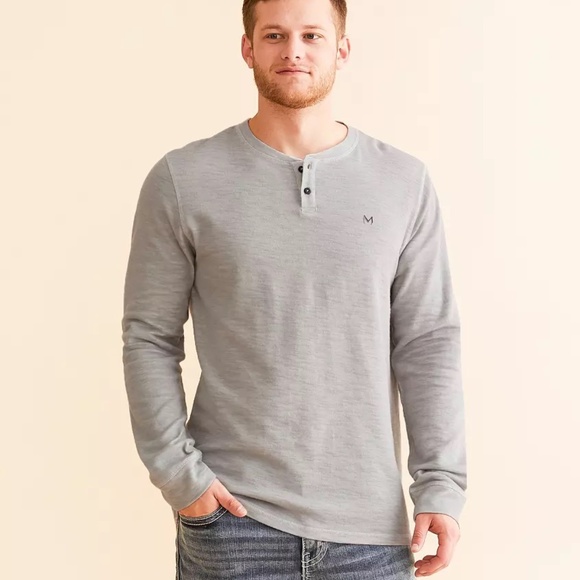 Buckle- Maven SLUB JERSEY HENLEY SZ M Heathered Gray - Picture 1 of 8